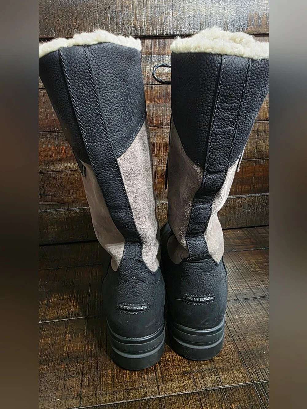 Ariat Wythburn H20 Insulated Boots Equestrian Riding Leather Black/Grey 7.5